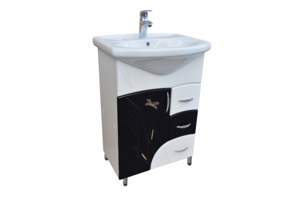 Комплект тумба с раковиной с 3 ящиками Stuff Black 75 см