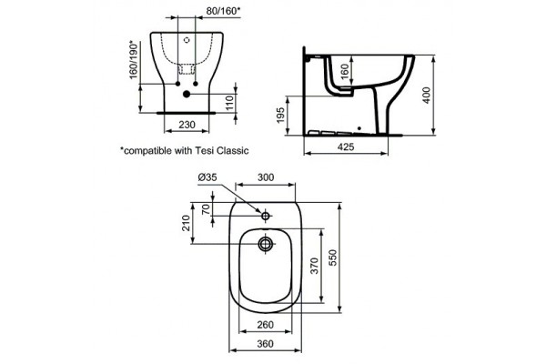 Биде для ванной комнаты Ideal Standard TESI T354001