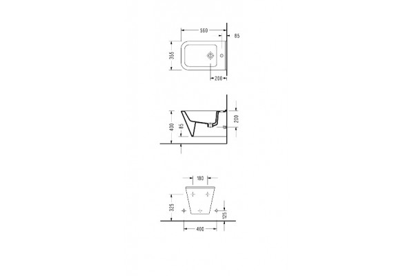 Биде подвесное  для ванной комнаты SEREL DIAGONAL, 35,5x53x33,5 cm