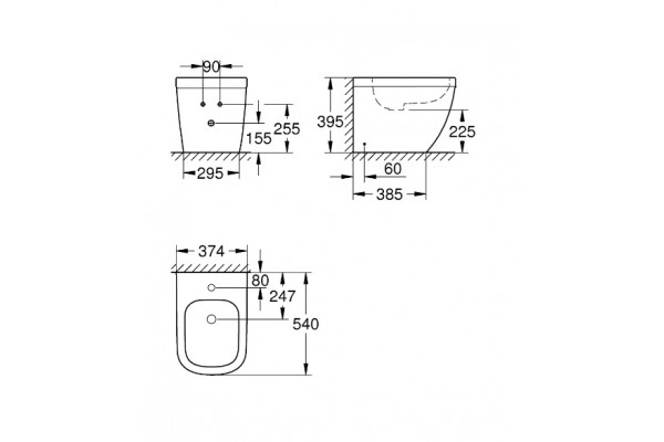 Биде  для ванной комнаты GROHE EURO 37,4x54x39,5 cm