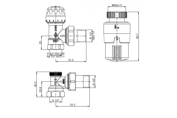 Комплект E.C.A. TRV4/GV3-1/2 с терморегулятором